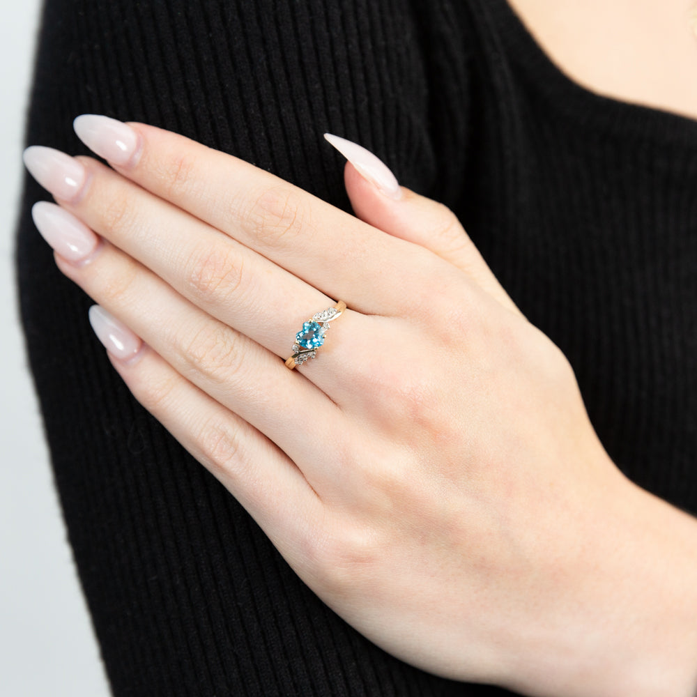 Yellow Gold Sky Blue Topaz Ring | Augustine Jewels London